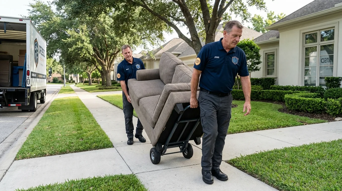Local residential moving crew loading furniture in Ozone Park, NY